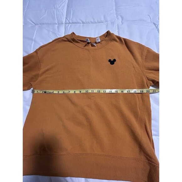 H&M Sweater Women’s Medium Disney Divided Orange Pullover Logo Mickey Mouse Ears - Picture 7 of 8
